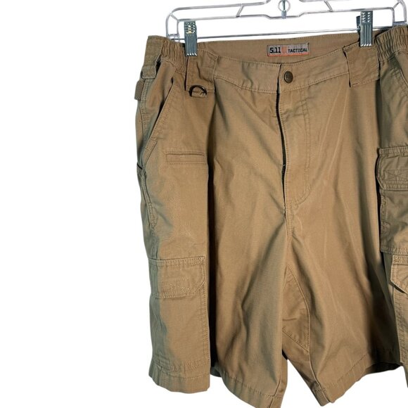 5.11 Tactical Mens Khaki Cargo Shorts With Elastic Waist Pockets Size 38 - Picture 4 of 9